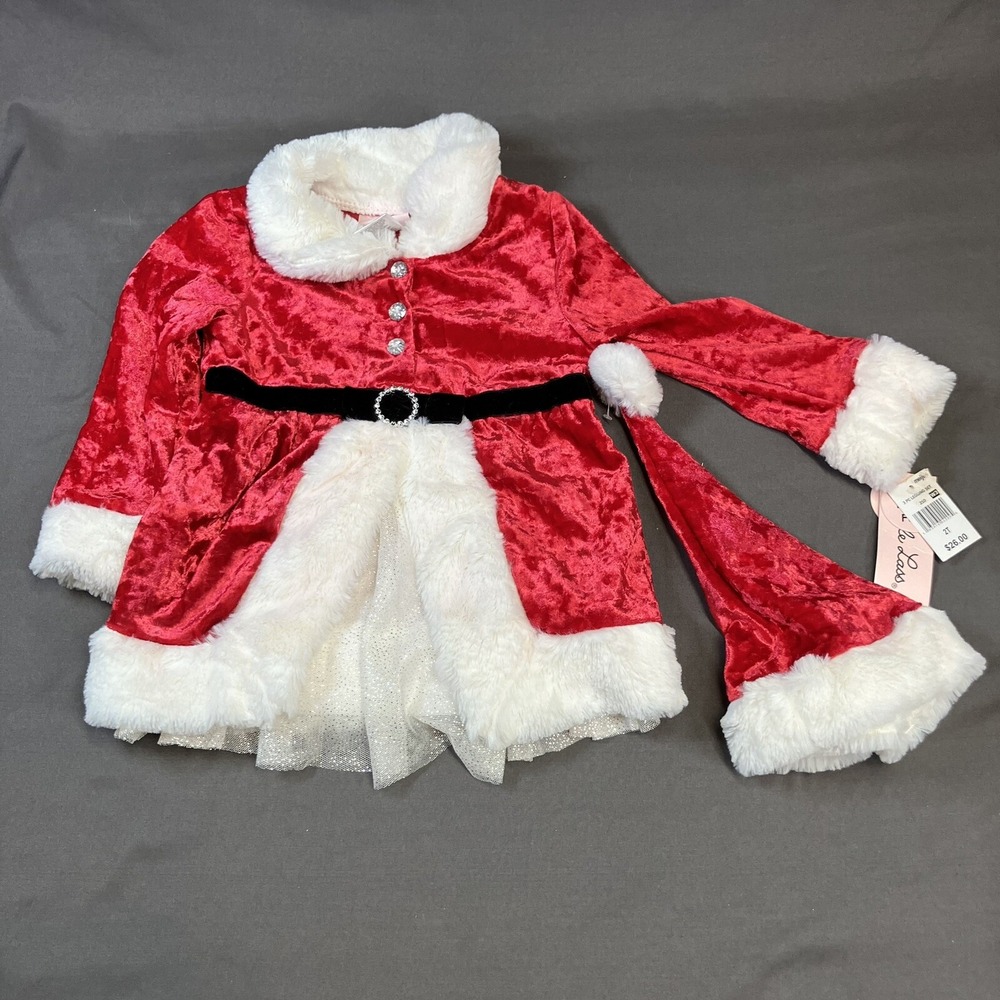 Little Lass Girl Skirt Tights Hat Set / 2T / Santa / 3 Pieces /Christmas Holiday - Picture 6 of 16